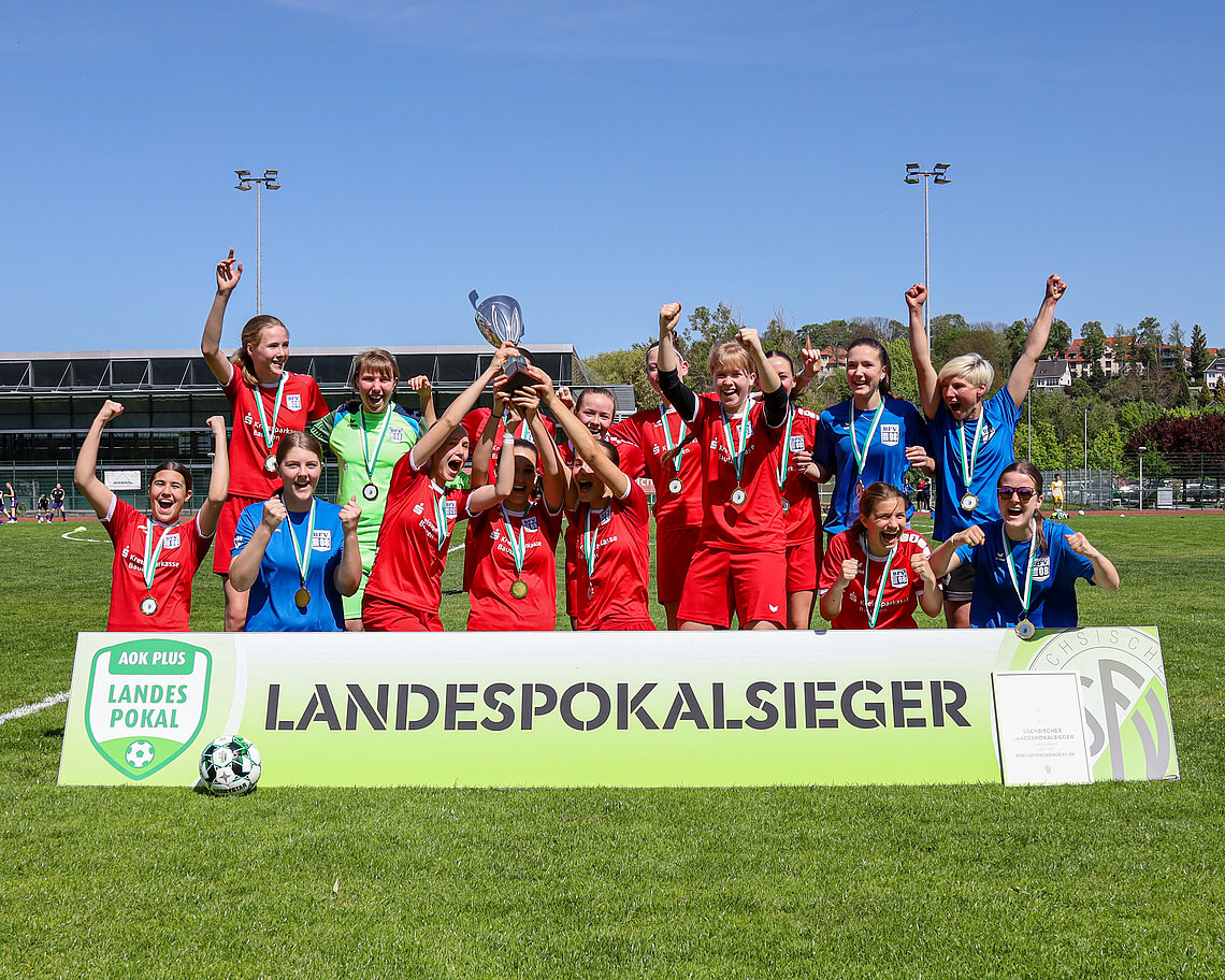 Siegerinnen AOK PLUS Landespokal C-Juniorinnen 2023/2024: Bischofswerdaer FV 08 © Luise Böttger