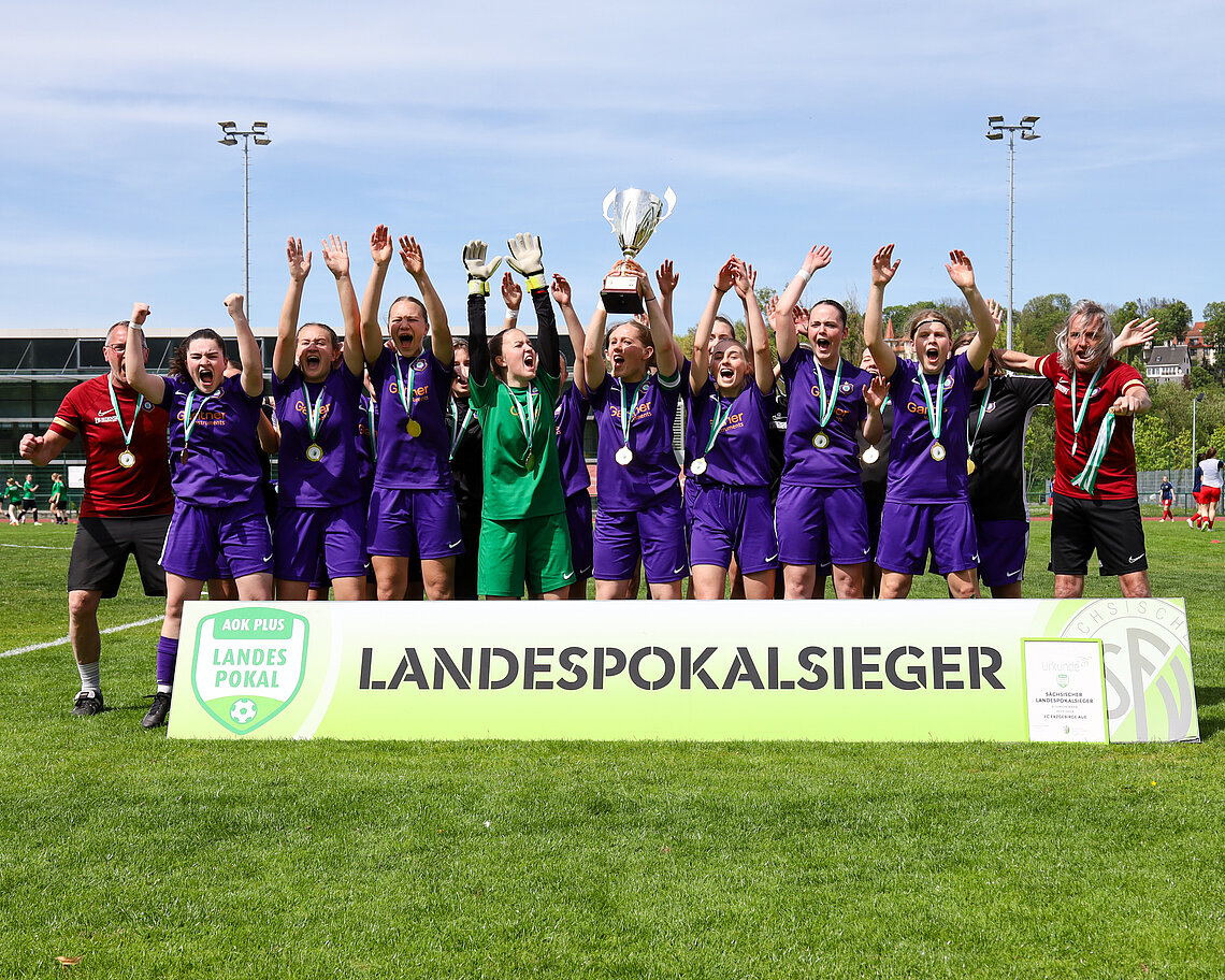 Siegerinnen AOK PLUS Landespokal B-Juniorinnen 2023/2024: FC Erzgebirge Aue © Luise Böttger