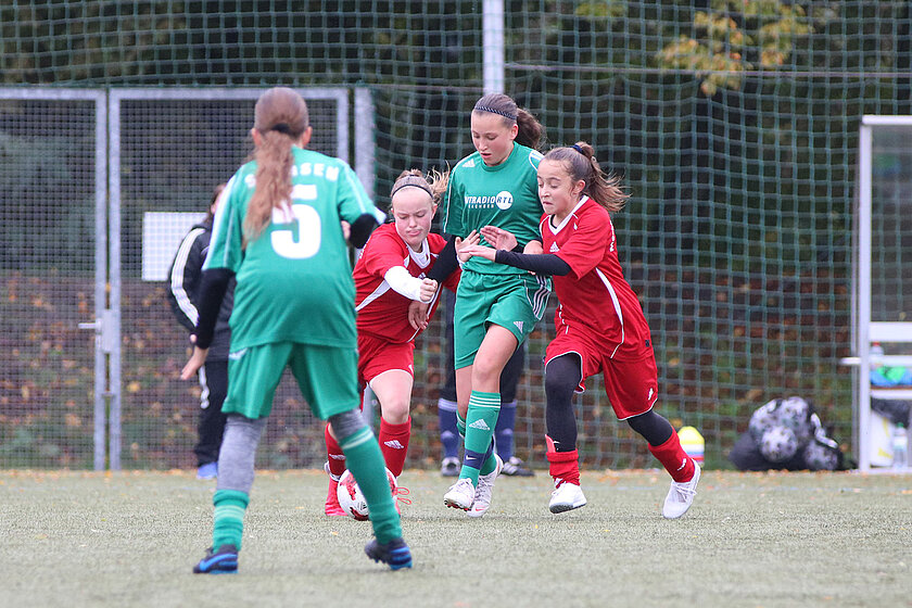 Drei deutliche Siege gab es für die sächsischen U 13-Juniorinnen gegen die Auswahl von Mecklenburg-Vorpommern. © SFV/Alexander Rabe