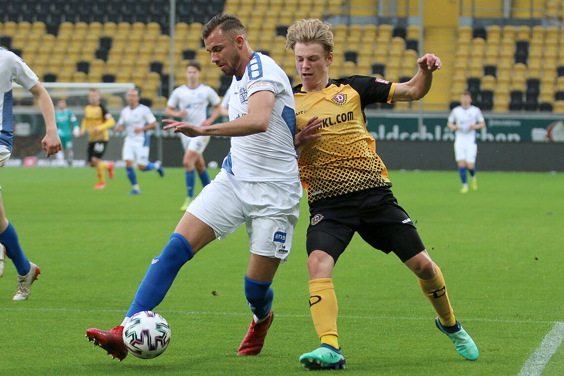 Pflichtaufgabe erfüllt: Die SG Dynamo Dresden trifft nach einem 2:0 gegen den Bischofswerdaer FV im Halbfinale auf den Bischofswerdaer FV. © Björn Reinhardt