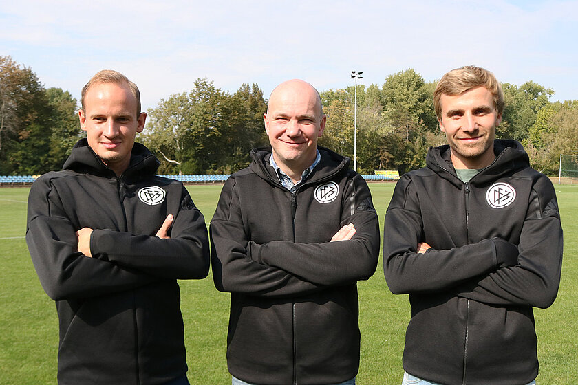 Unsere Club-Berater Maximilian Ewald, André Mäbert und Jorma Depke (v.l.n.r.) sind bereit für euch. © SFV