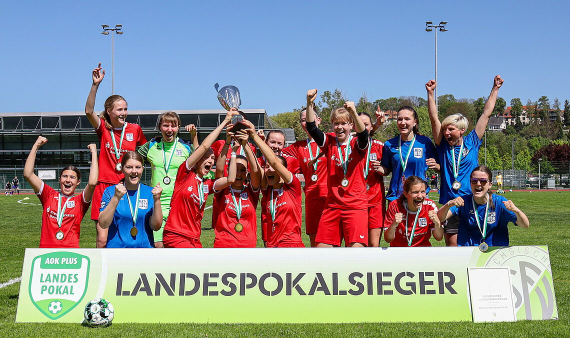 Siegerinnen AOK PLUS Landespokal C-Juniorinnen 2023/2024: Bischofswerdaer FV 08 © Luise Böttger