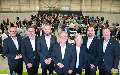 SFV-Präsidium v.l.n.r.: Willy Beckert, Volkmar Beier, Sven Zschiesche, Hermann Winkler, Petra Frohberg, Marcus Danz, Markus Bienert © SFV