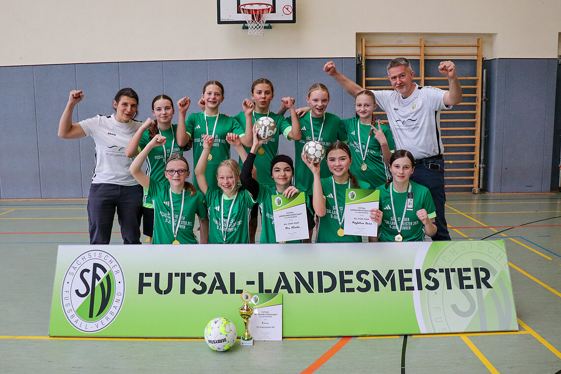 Futsal-Landesmeisterinnen 2024/2025 D-Juniorinnen: SV Ludwigsdorf 48 © Madlen Straube