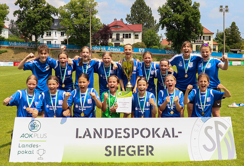 Siegerinnen AOK PLUS Landespokal D-Juniorinnen 2025/2026: Bischofswerdaer FV 08 © SFV